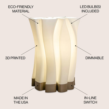 Flame Modern Bohemian Plant-Based PLA 3D Printed Dimmable LED Table Lamp - JONATHAN Y